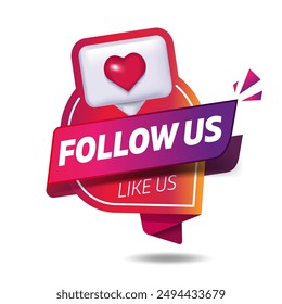 
Follow us. Comment and Follower. Follow us speech bubble. Label for business, marketing and advertising concept. follow us on social media banner. Like, communication SMM marketing background banner.