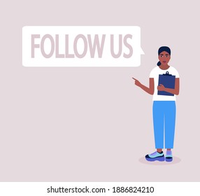 Follow us concept. Vector icon for website information. Colorful flat illustration