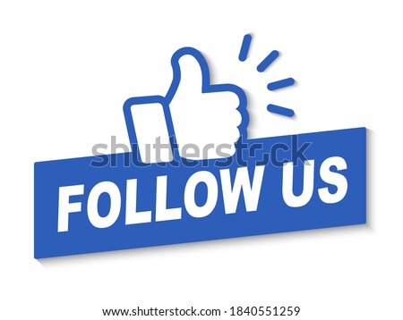 Follow us icon with hand – vector