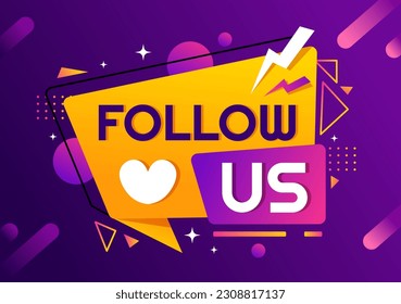 Follow Us and Like Vector Illustration for Internet Advertisement of a Social Media Users Following an Interesting Page in Hand Drawn Templates