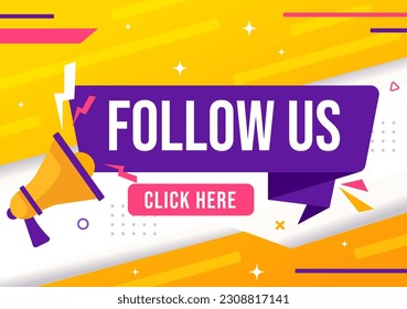 Follow Us and Like Vector Illustration for Internet Advertisement of a Social Media Users Following an Interesting Page in Hand Drawn Templates