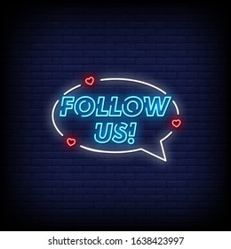 Follow Us Neon Signs Style Text Stock Vector (Royalty Free) 1638423997 ...
