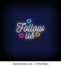 Follow Us Neon Signs Style Text vector