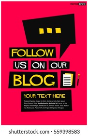 Follow Us On Our Blog (Flat Style Vector Illustration Post Design) with Text Box Template