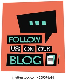 Follow Us On Our Blog (Flat Style Vector Illustration Post Design)