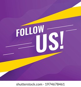 follow us purple banner design