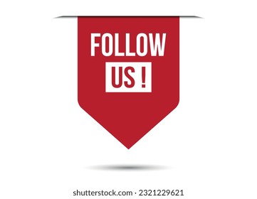 follow us red banner design vector illustration