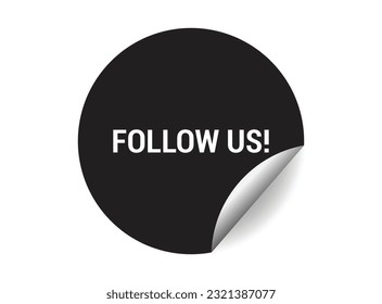 Follow us round sticker sign. Follow us circle sticker banner, badge symbol vector illustration.