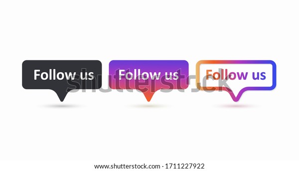 Follow us set of color label. Follow us\
buttons isolated on a white background. The concept of the social\
network. Vector\
illustration