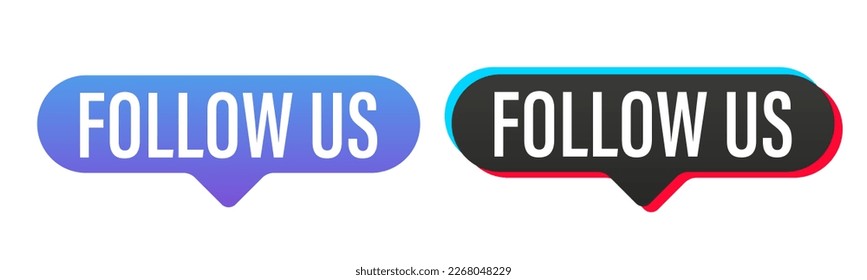 Follow us for a set of flower labels. Follow us button isolated on white background. Social network concept. Follow us banner. Modern label with thumbs up icon. Vector illustration