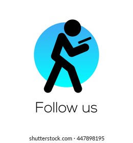 Follow Us sign, for social media community, vector illustration.