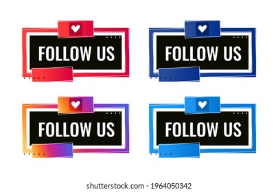 Follow Us Social Media Banner Template With Heart Icon