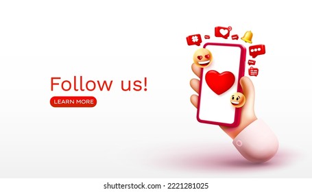 Follow us social media, like followers application. Vector illustration