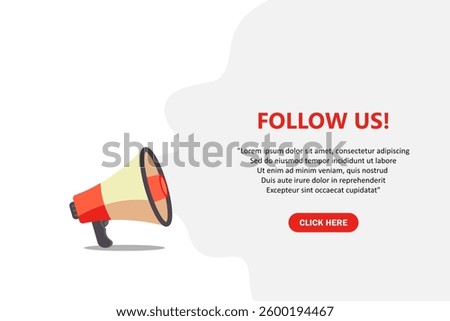 Follow us, speech bubble banner. Can be used for business, marketing and advertising. Vector illustration.