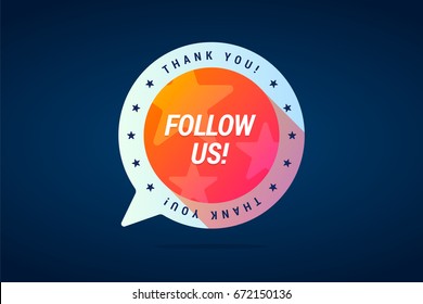 Follow us sticker. Badge for social media marketing for social campaign in internet. Banner for more followers. Vector isolated illustration.