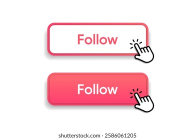 Follow us sticker button label badge flag sign symbol for mobile app, website, UI UX, promotion. High quality vector illustration EPS10