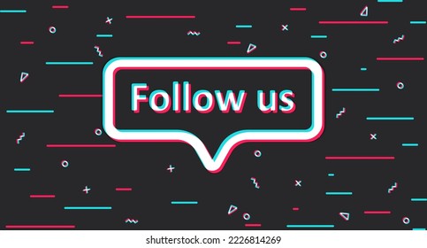 Follow us. Subscribers, followers. Dark tricolor social media style background. Vector illustration