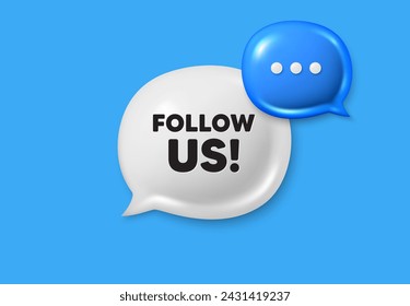 Follow us tag. Text box speech bubble 3d icons. Special offer sign. Super offer symbol. Follow us chat offer. Speech bubble banner. Text box balloon. Vector