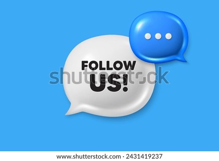 Follow us tag. Text box speech bubble 3d icons. Special offer sign. Super offer symbol. Follow us chat offer. Speech bubble banner. Text box balloon. Vector