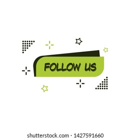 Follow us text modern design template. Dark green and light green colors. White background