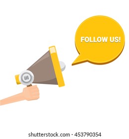 Follow us vector  banner. Follow us on online media social networking. Follow us concept illustration for web.