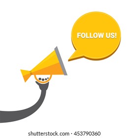 Follow us vector  banner. Follow us on online media social networking. Follow us concept illustration for web.
