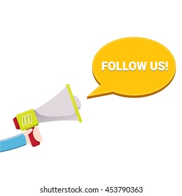 Follow us vector  banner. Follow us on online media social networking. Follow us concept illustration for web.