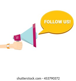 Follow us vector  banner. Follow us on online media social networking. Follow us concept illustration for web.