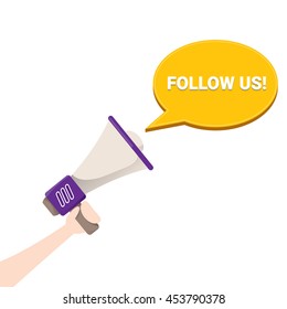 Follow us vector  banner. Follow us on online media social networking. Follow us concept illustration for web.