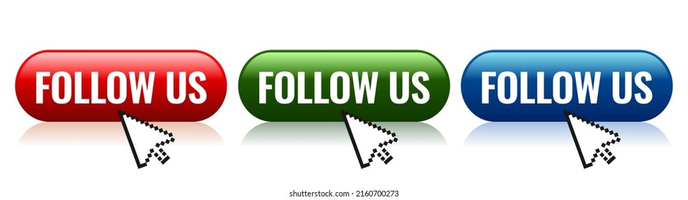 Follow us vector web buttons on white background, follow us in social media flat icons