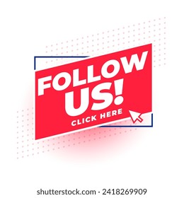 follow us web promo template with cursor design vector