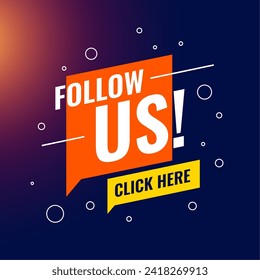 follow us web template with click here tag design vector