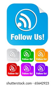 follow us,square stickers