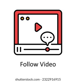 Follow Video Filled Outline Icon Design illustration. Online Steaming Symbol on White background EPS 10 File