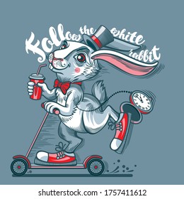 Follow The White Rabbit. Illustration.