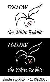 Follow the White Rabbit t-shirt print popular vector illustration