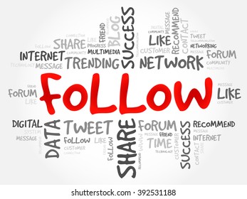 Follow word cloud, business concept