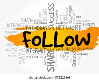 Follow word cloud, technology business concept background
