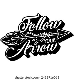 follow your arrow black vector graphic design and cut file