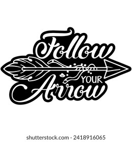 follow your arrow black vector graphic design and cut file