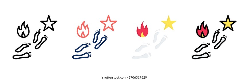Seguir Tu conjunto de iconos de Fire colección de estilos múltiples