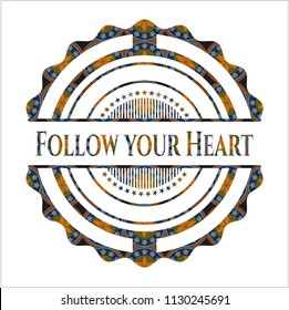 Follow your Heart arabesque style emblem. arabic decoration.