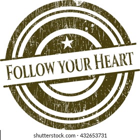 Follow your Heart rubber grunge texture stamp
