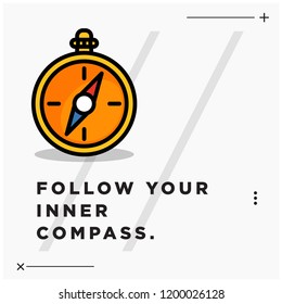 Follow your inner compass Motivational Quote Vector Illustration in Flat Style