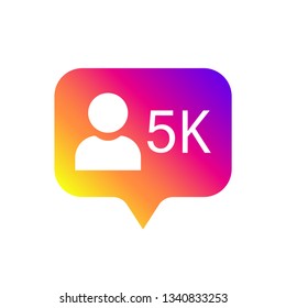 follower flat icon flat simple design icon likes 5k symbol button - 5k followers instagram