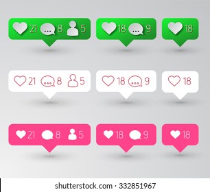 Follower, heart and comment button icon, vector illustration