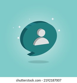 Follower icon in 3d speech bubble vector illustration
