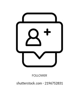 follower icon. Line Art Style Design Isolated On White Background