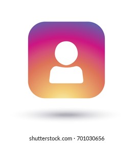follower icon multicolored, isolated on white background with shadow. Like, follower, man silhouette, comment icons, speech Logo sunset color gradient vector button. Social media element design.
