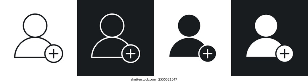 Follower icon vector collection in black and white.